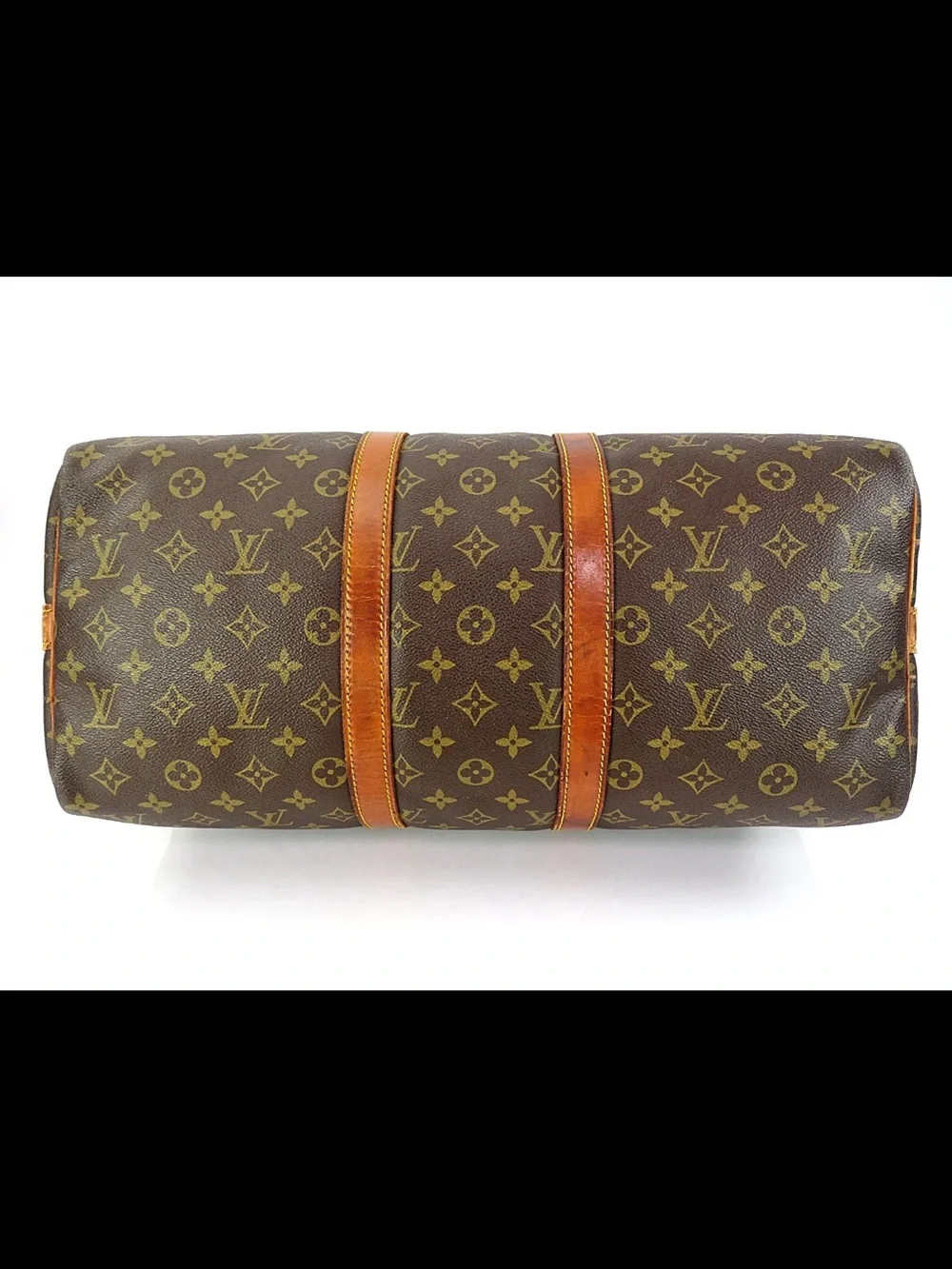 Louis Vuitton Brown Monogram Duffel with Tan Leather Strap